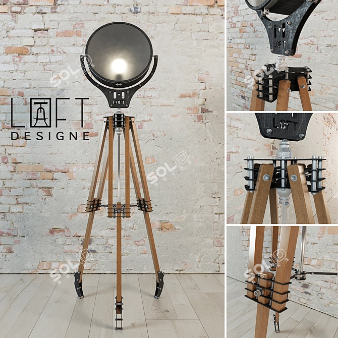 Industrial Loft Floor Lamp 3D model image 1