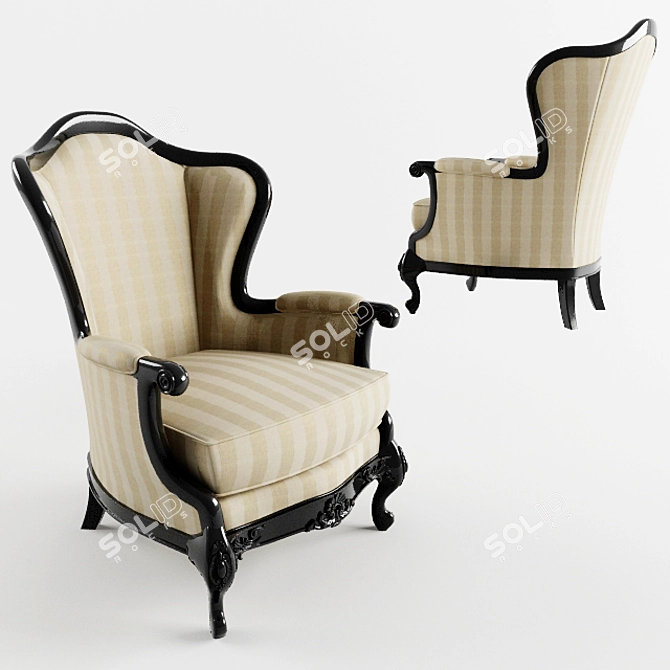 Elegant Baroque Armchair 3D model image 1