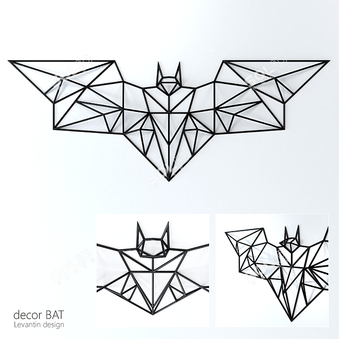 Elegant Bat Wall Decor 3D model image 1