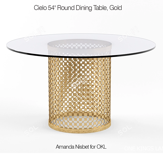 Elegant Gold Dining Table 3D model image 1