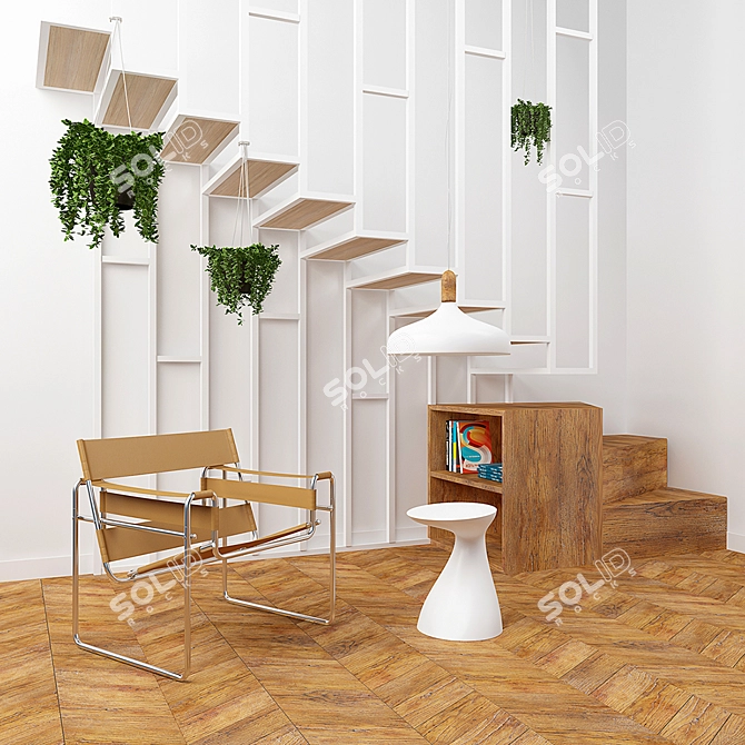 Title: Wassily Armchair Set with Stairs 3D model image 1