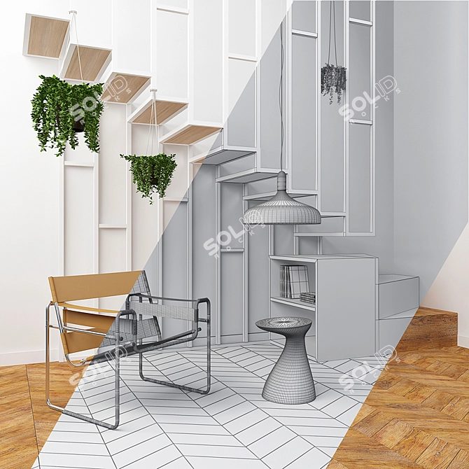 Title: Wassily Armchair Set with Stairs 3D model image 2