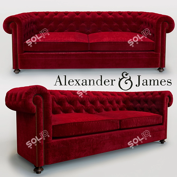  Luxe Comfort: Abraham Junior Grand Sofa 3D model image 1