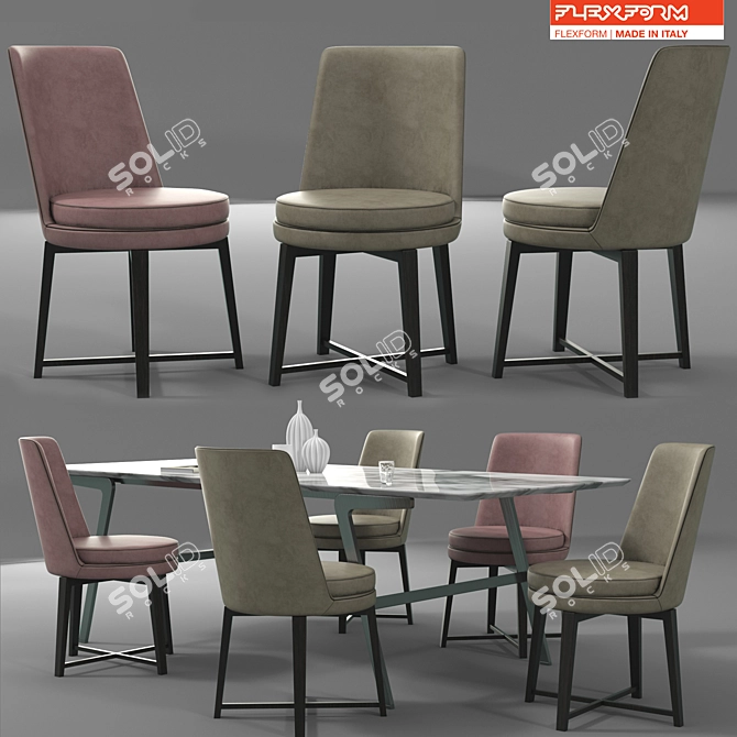 Elegant Flexform Dining Set 3D model image 1