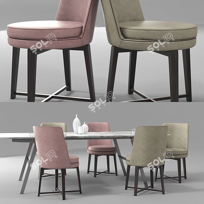 Elegant Flexform Dining Set 3D model image 2