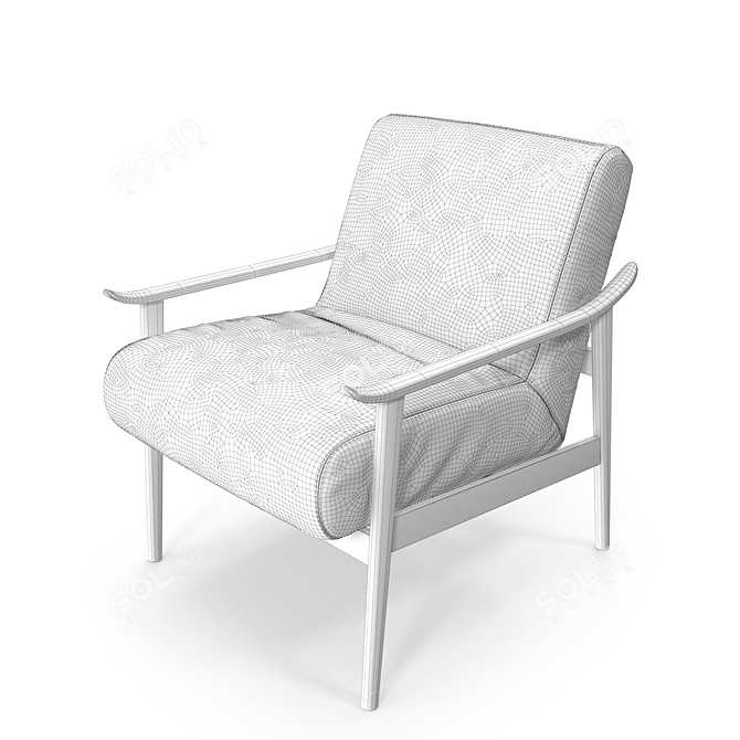 Sleek Mid-Century Leather Chair 3D model image 2