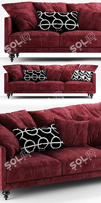 Velvet Corner Sofa 3D model image 2