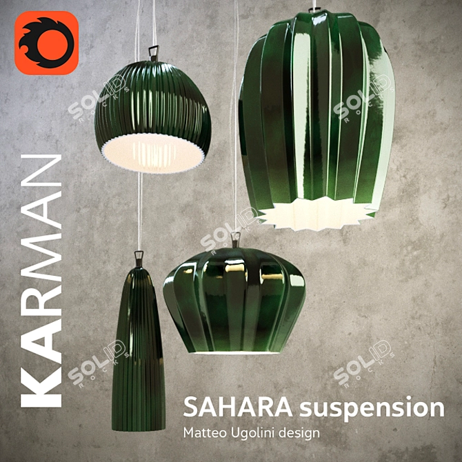 Sahara Green Ceramic Suspension Lamps 3D model image 1