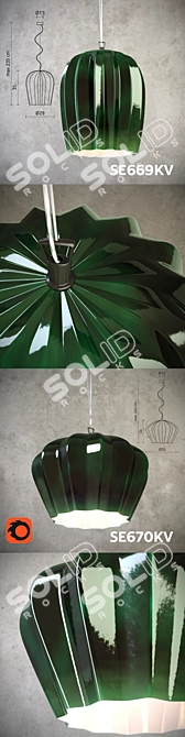 Sahara Green Ceramic Suspension Lamps 3D model image 3