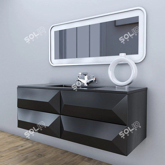 Elegant Brown Crystal Washbasin 3D model image 2