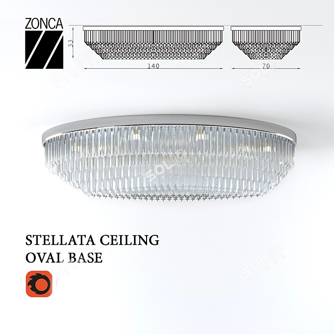 Elegant Oval Ceiling Light: Zonca Stellata 3D model image 1