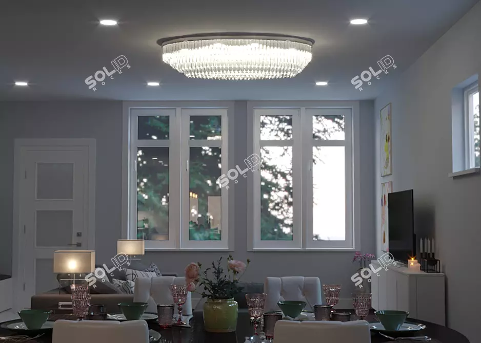 Elegant Oval Ceiling Light: Zonca Stellata 3D model image 2