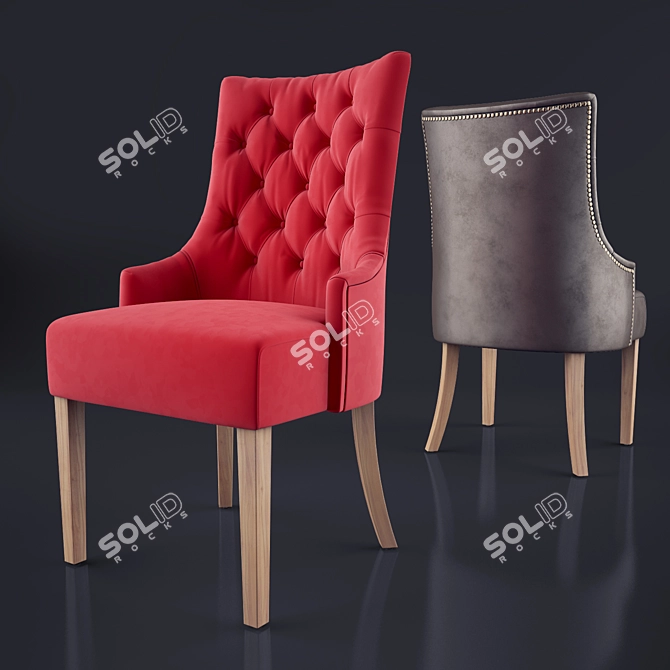 Luiza Classic Chair with Back Capitone 3D model image 3