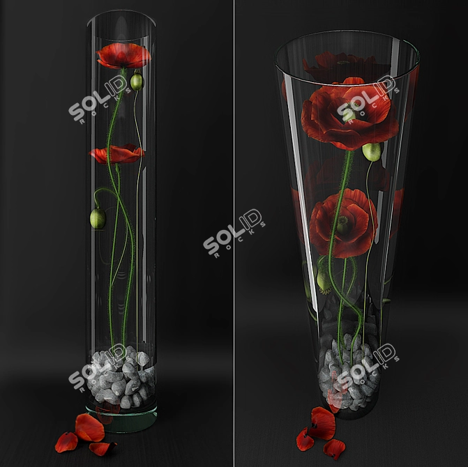 Crimson Blooms: Red Poppy 3D model image 1