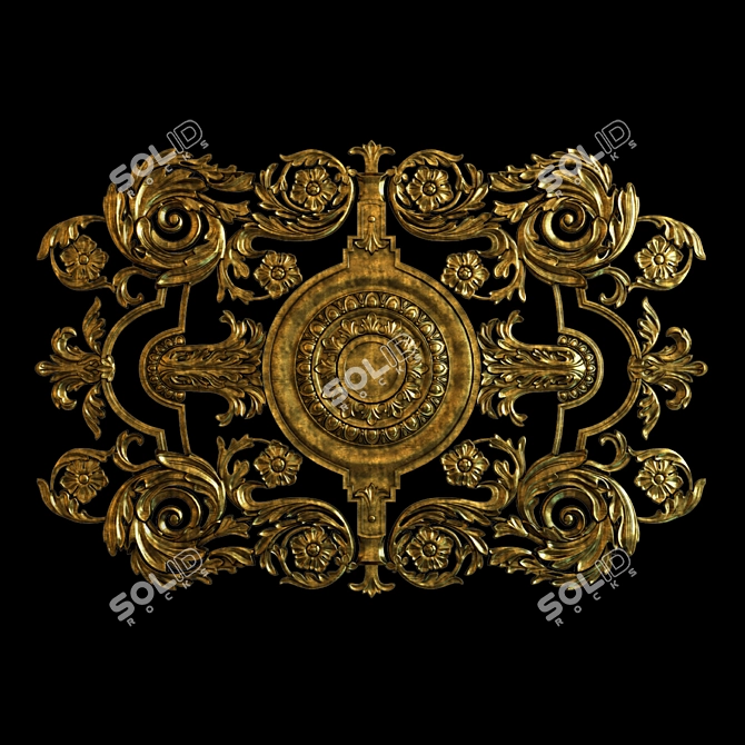 Elegant Metallic Ceiling Rosettes 3D model image 1