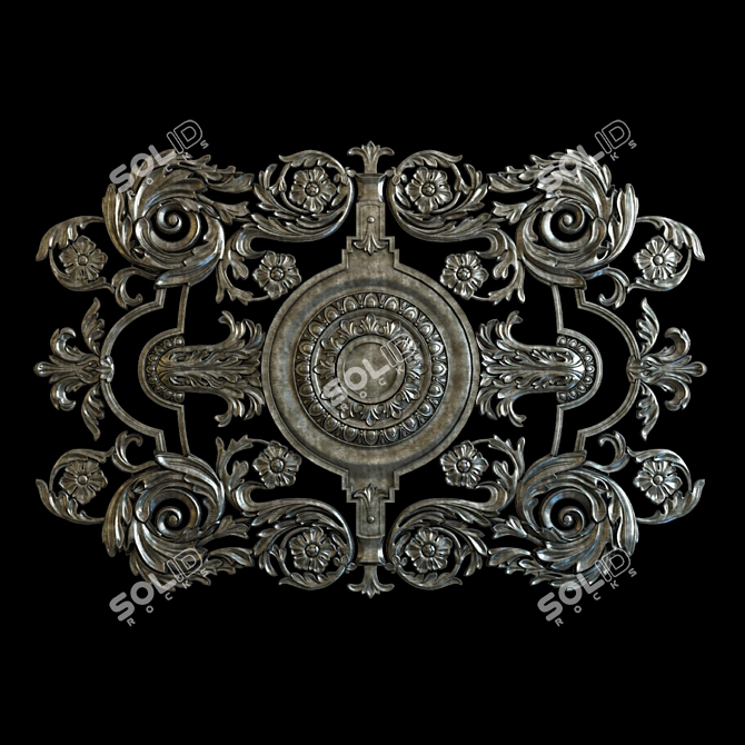 Elegant Metallic Ceiling Rosettes 3D model image 2