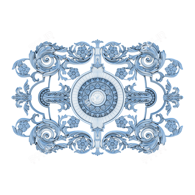 Elegant Metallic Ceiling Rosettes 3D model image 3