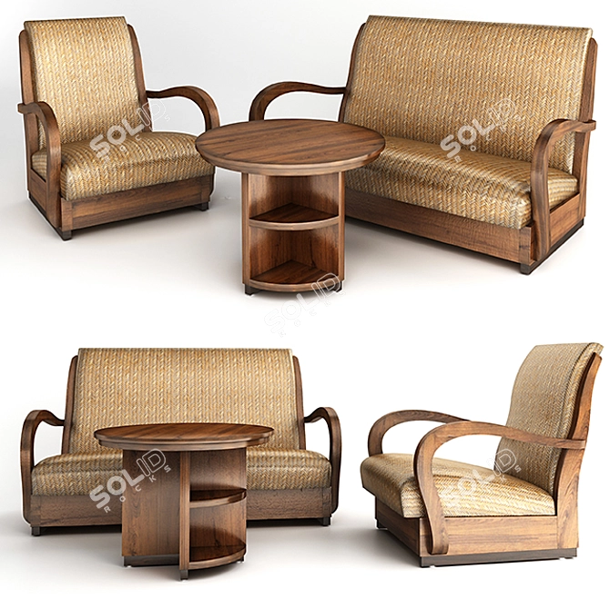 Javanese Wicker Armchair: Vintage Elegance 3D model image 1