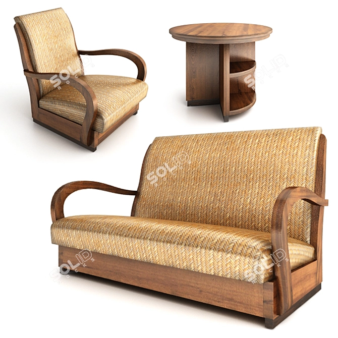 Javanese Wicker Armchair: Vintage Elegance 3D model image 2
