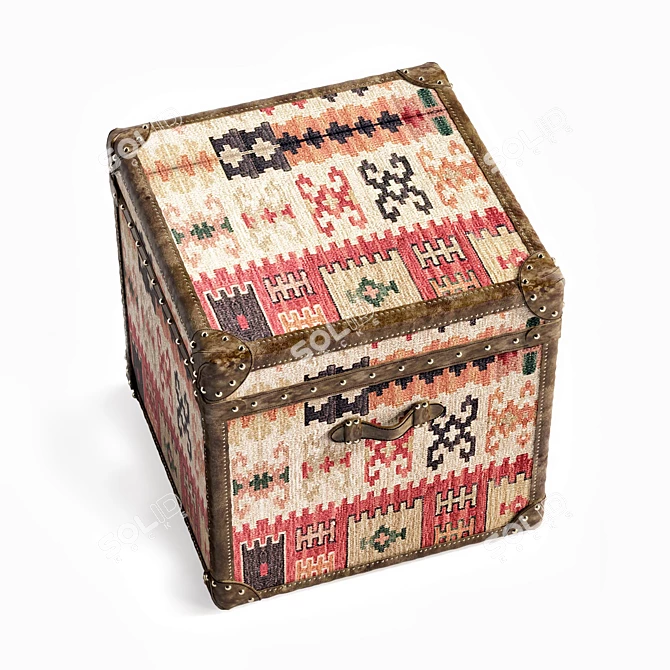 Kilim Cube Chest - Handcrafted Vintage Design 3D model image 2