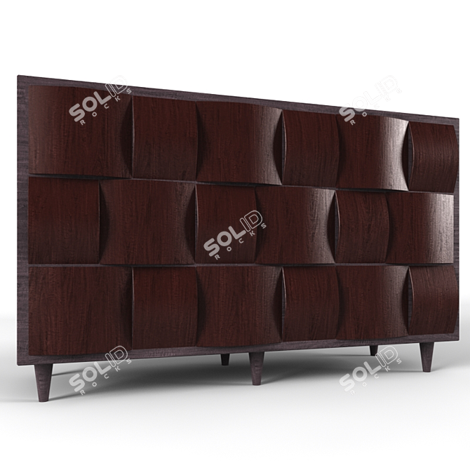 TRIBECCA HOME Wooden Woven 6-drawer Dresser 3D model image 1