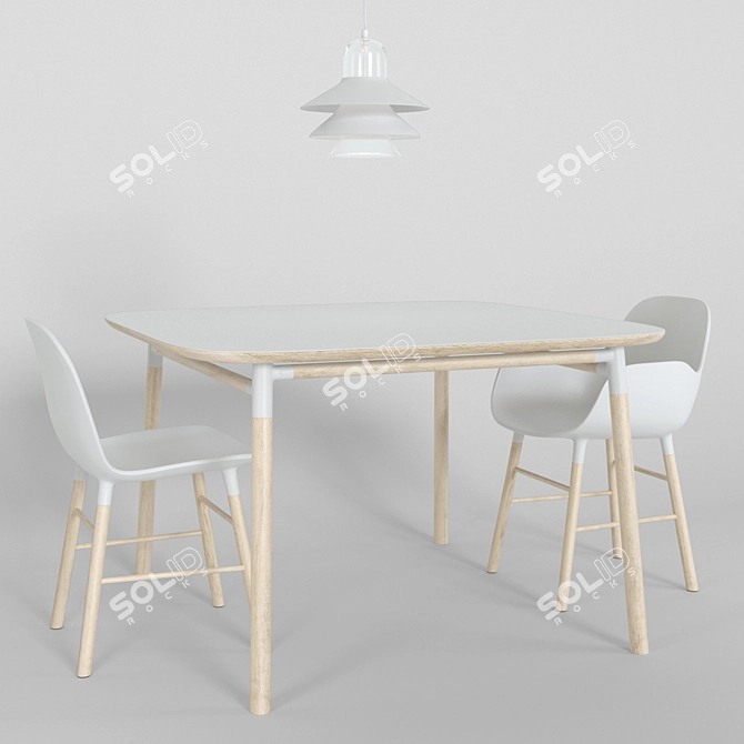 Modern Scandinavian Furniture Set 3D model image 2
