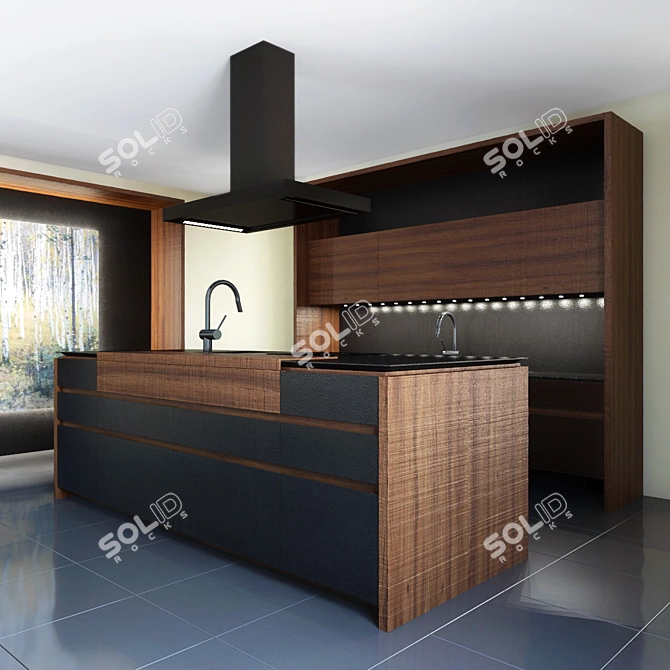 Cemento Eta Noir: Bold Elegance for Your Kitchen 3D model image 1