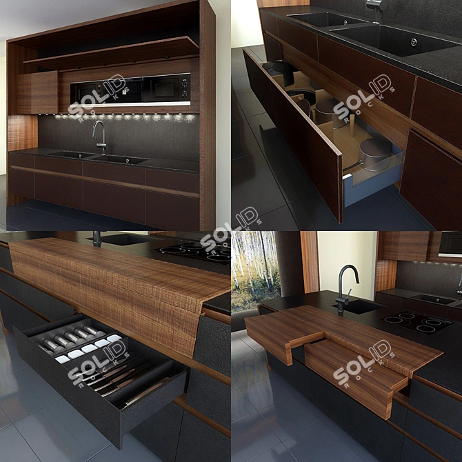 Cemento Eta Noir: Bold Elegance for Your Kitchen 3D model image 2