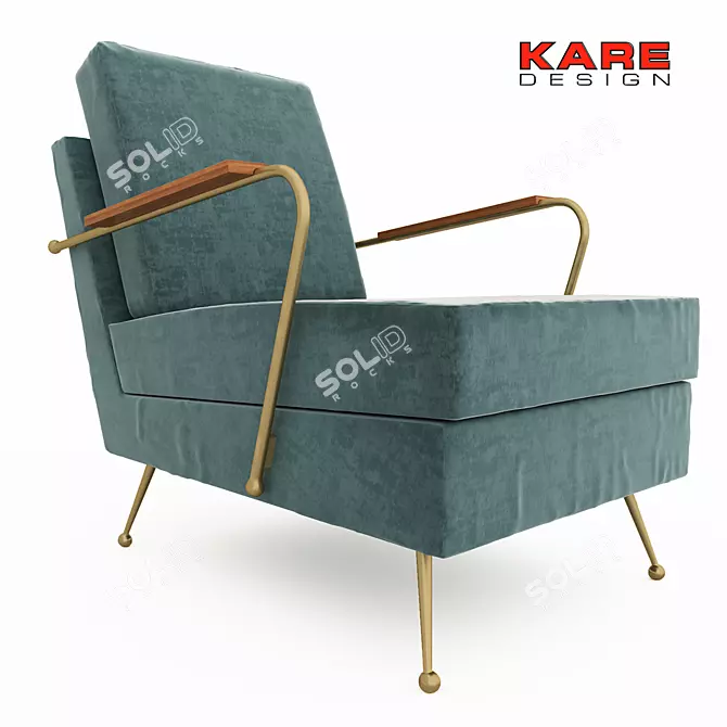 Luxury Velvet Armchair: Gamble Kare Design 3D model image 1