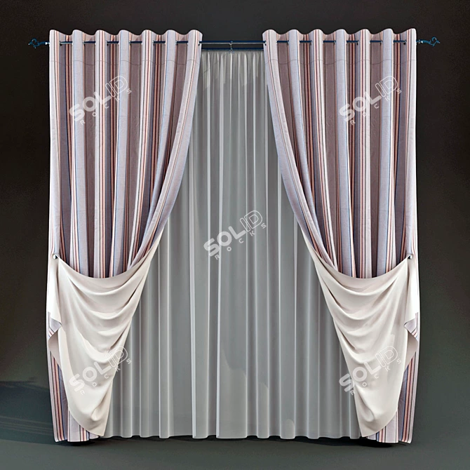 Elegant Grommet Drapes 3D model image 1