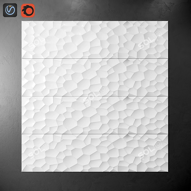 Glossy White Ceramic Wall Tile 3D model image 1