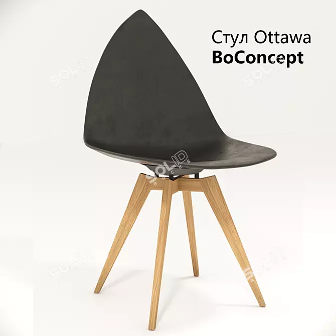 CHER Ottawa BoConcept - Modern Black Chair in Bahia 0930 Oak Finish (90/47x50x54cm) 3D model image 1