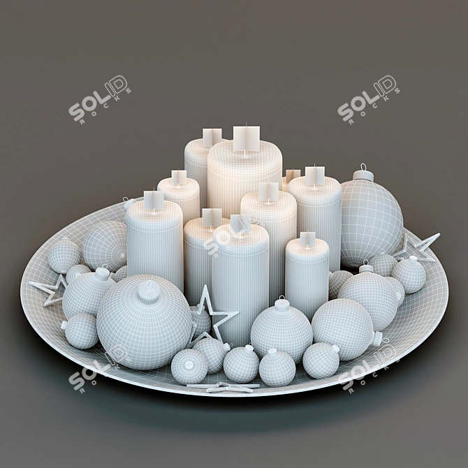 Glowing Elegance: Decorative Candle Set 3D model image 2