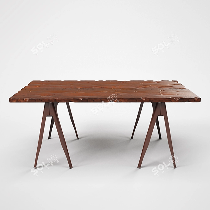 Title: Elegant Oldwood Dining Table 3D model image 1