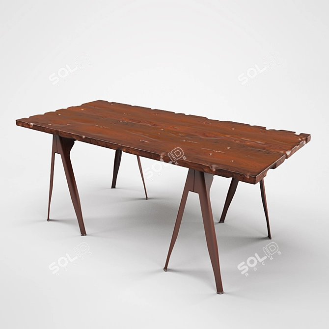 Title: Elegant Oldwood Dining Table 3D model image 2