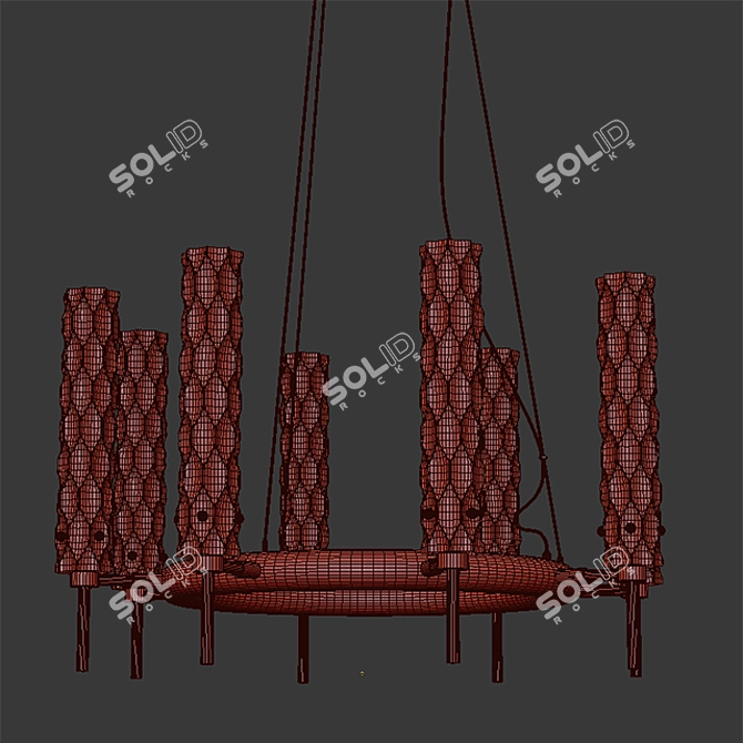 Bamboo Gold Pendant Lighting 3D model image 2