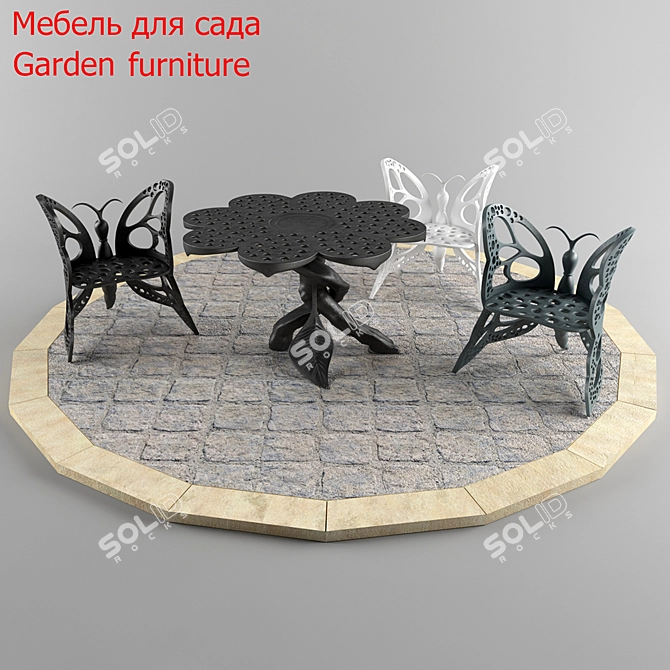 2013 Garden Furniture Set 3D model image 1