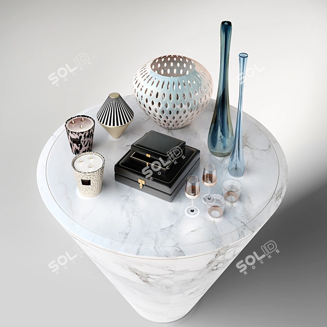 Elegant Decor Set: Boabab Candles, Harrods Glasses, Glass Vases, Jewelry Box 3D model image 3