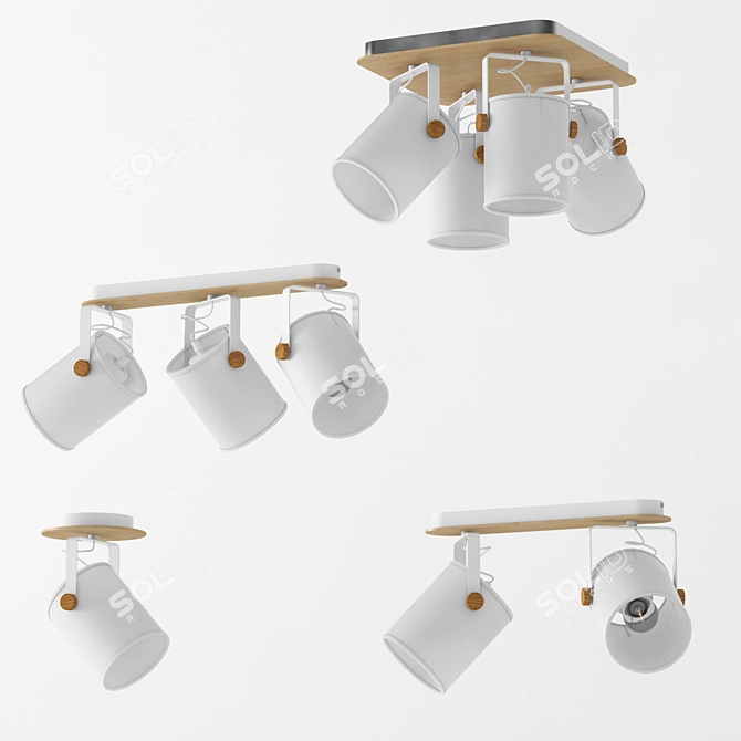 Title: Relax White Ceiling Lamp Set 3D model image 1