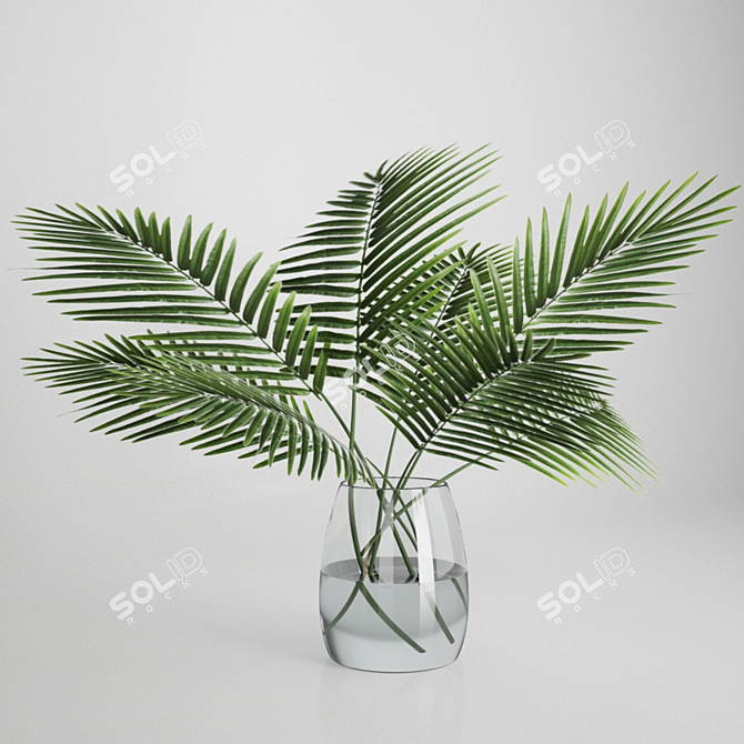 Tropical Foliage Vase Décor 3D model image 1