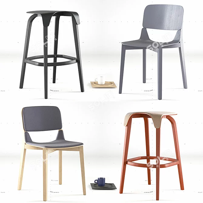 Ton Chair Leaf: Elegant and Sustainable Seating 3D model image 1