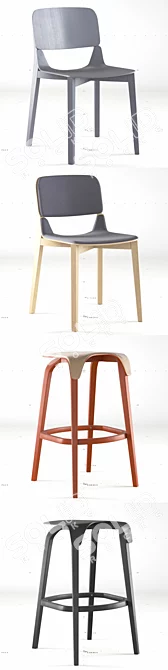 Ton Chair Leaf: Elegant and Sustainable Seating 3D model image 2