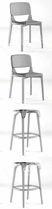 Ton Chair Leaf: Elegant and Sustainable Seating 3D model image 3