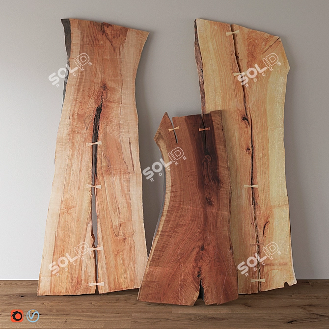 Wooden Slab Collection: 3 Styles 3D model image 1