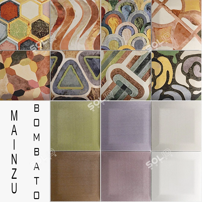 3D Matte Ceramic Tiles: Bombato Collection (15x15 cm) 3D model image 1