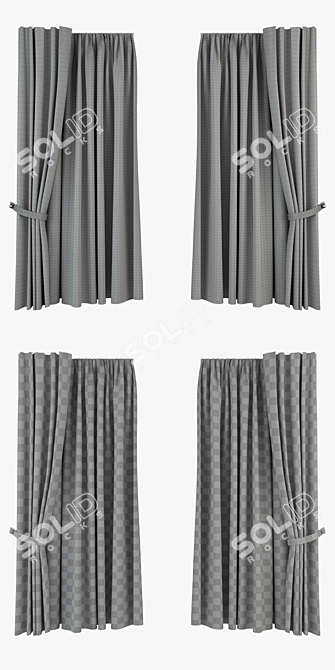 Geometric Cotton Curtains 3D model image 3