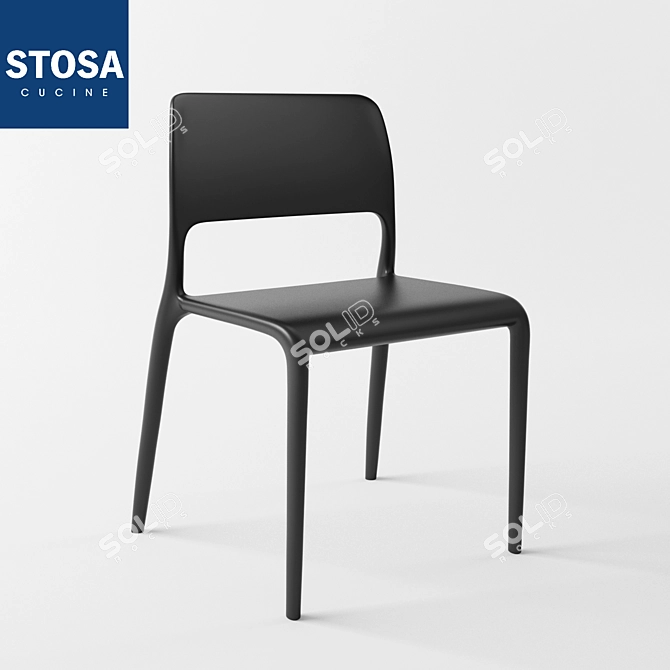 Sleek Resin Kitchen Chair 3D model image 1