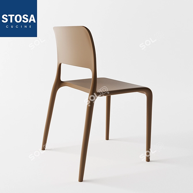 Sleek Resin Kitchen Chair 3D model image 2