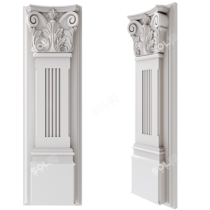 Elegant Carved Pilaster 3D model image 1