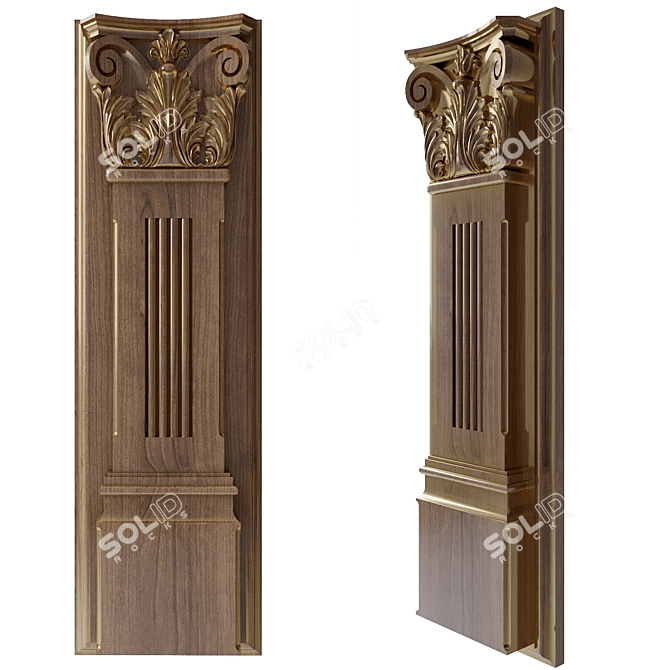 Elegant Carved Pilaster 3D model image 2